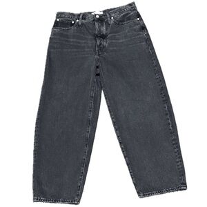 👖🖤 NWT MADEWELL Cropped Balloon Jeans | Whiskered Black Denim Women’s 30
